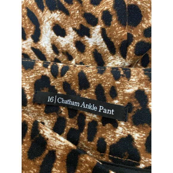 Talbots Chatham Leopard Print Slim Leg Ankle Pants Shirt Size 16 Browns New - Picture 4 of 5